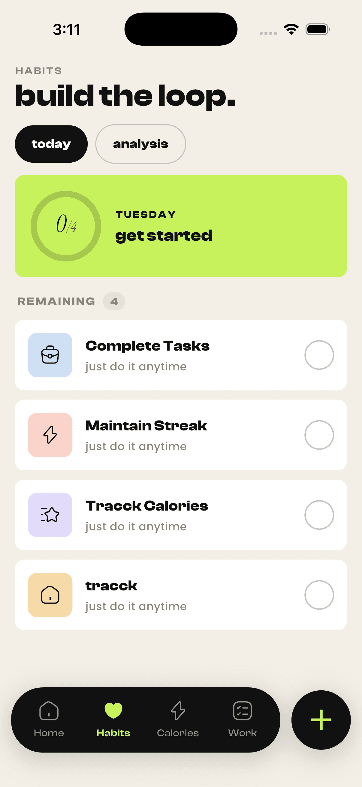 Habit tracking with daily streaks in tracck